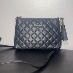 Calvin Klein Quilted Black Crossbody Bag with Gold Accents